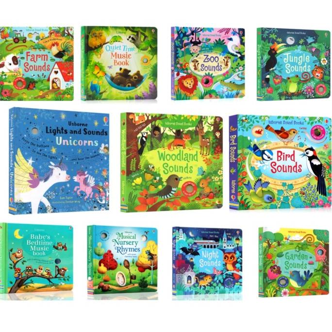 

Buku Usborne Sounds book, Zoo Jungle Night Quite Time sounds Book