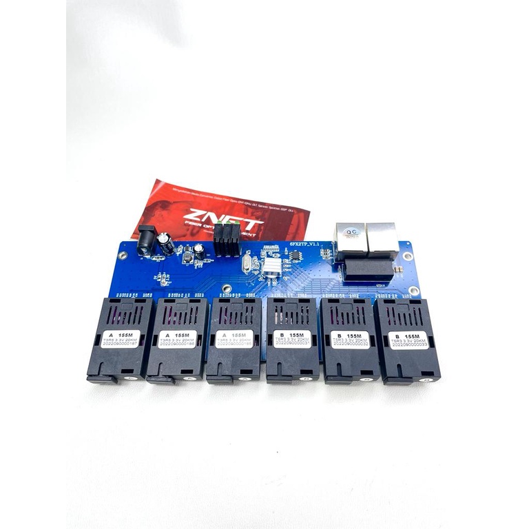 PCB Media Converter 6 FO 2 LAN 100 Mbps Board Only Switch Murah