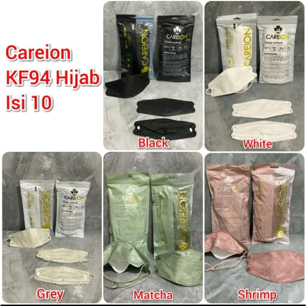 Masker Hijab KF94 Careion ( 1 Pack 10 Pcs) | KF 94 HIJAB | MASKER MURAH