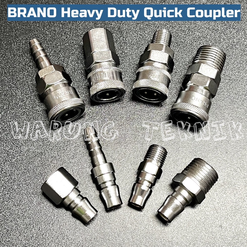 BRANO QUICK COUPLER HEAVY DUTY - KOPLER NEPEL SAMBUNGAN ANGIN KOMPRESOR PF20 PH20 PM20 PM40 SF20 SH20 SM20 SM40