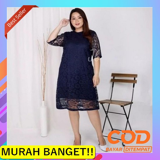Baju Kondangan Wanita Dress Brokat Pesta Tile Gliter Dress Brukat Kore [Dress Cintya Brukat Ve] Dres