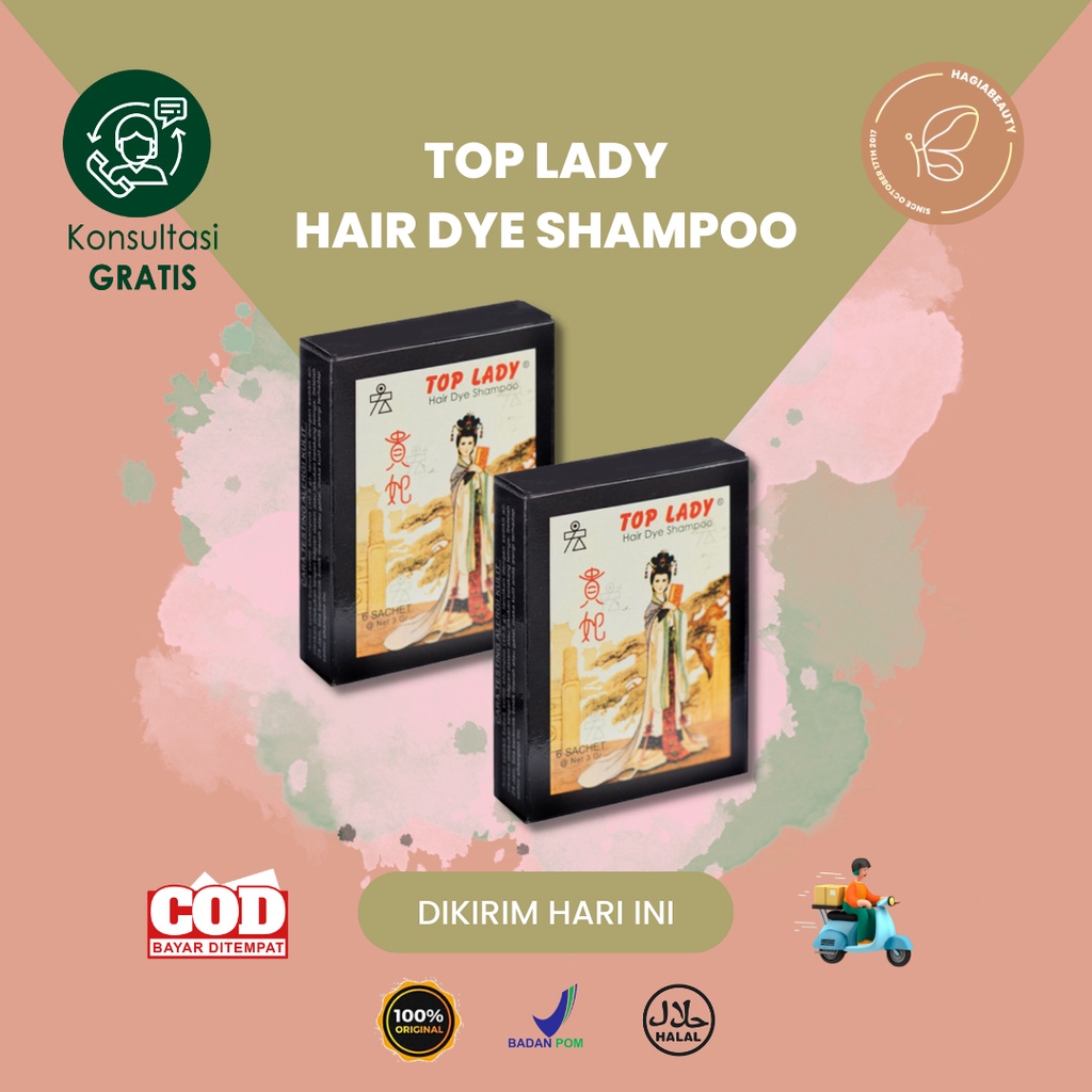 Bisa COD - Top lady Hair Dye Shampoo - Semir Rambut