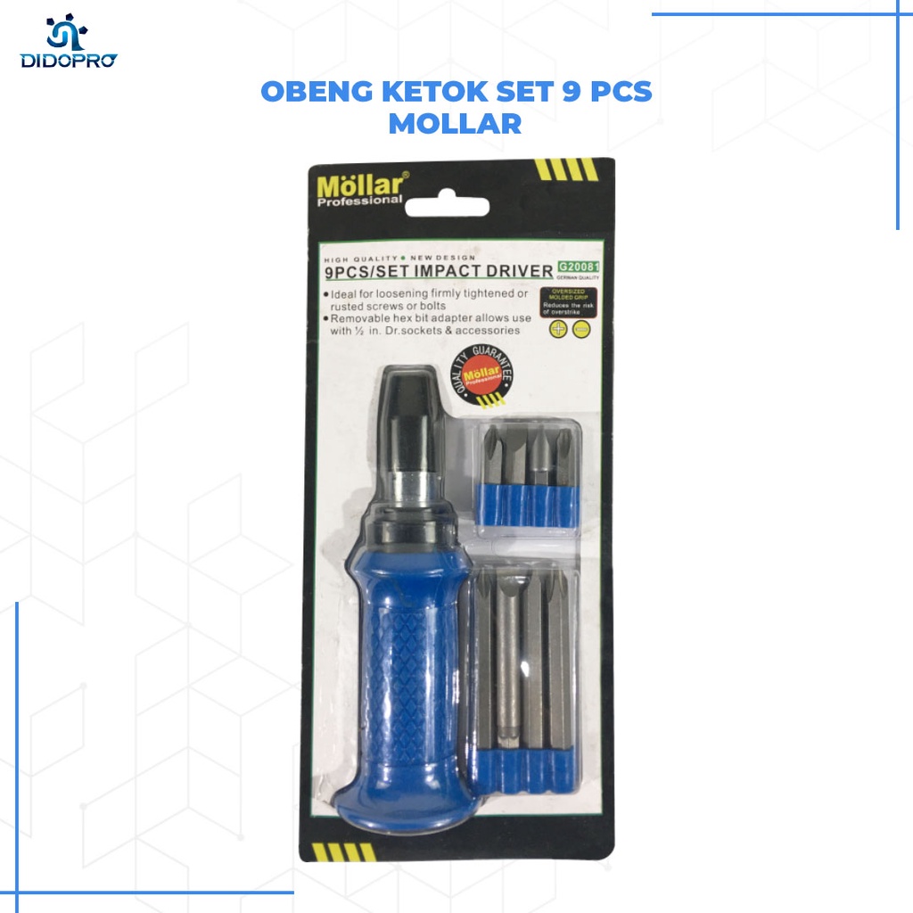 MOLLAR 9 Pcs Obeng Ketok Getok Mini Set - Impact Driver