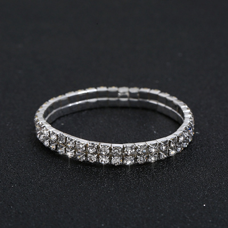 Fancyqube Fashion Kristal Mempelai Wanita Set Perhiasan Berlian Imitasi Berlapis Perak Gaun Pernikahan Perjamuan Kalung Anting Set Wanita Hadiah