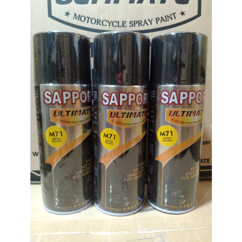 cat spray pilok pilox cat semprot sapporo ultimate saporo M71 Aerox yellow kuning aerox kuning ymh aerox 400ml