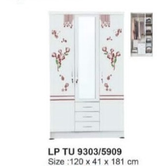 Lemari Pakaian - Lemari Baju kaca - Lemari 3 Pintu LP TU 9303 - MEDAN