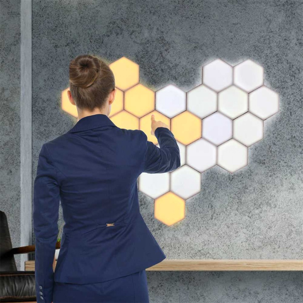 Lampu Hexagon LED RGB 10 PCS Dekorasi Interior Kontrol Sensor Sentuh