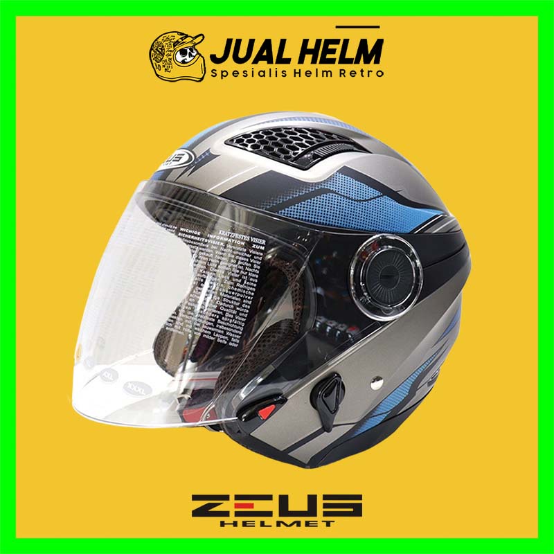 Helm Zeus ZS610 Dark Silver Doff 14 Blue | Zeus ZS 610 Double Visor