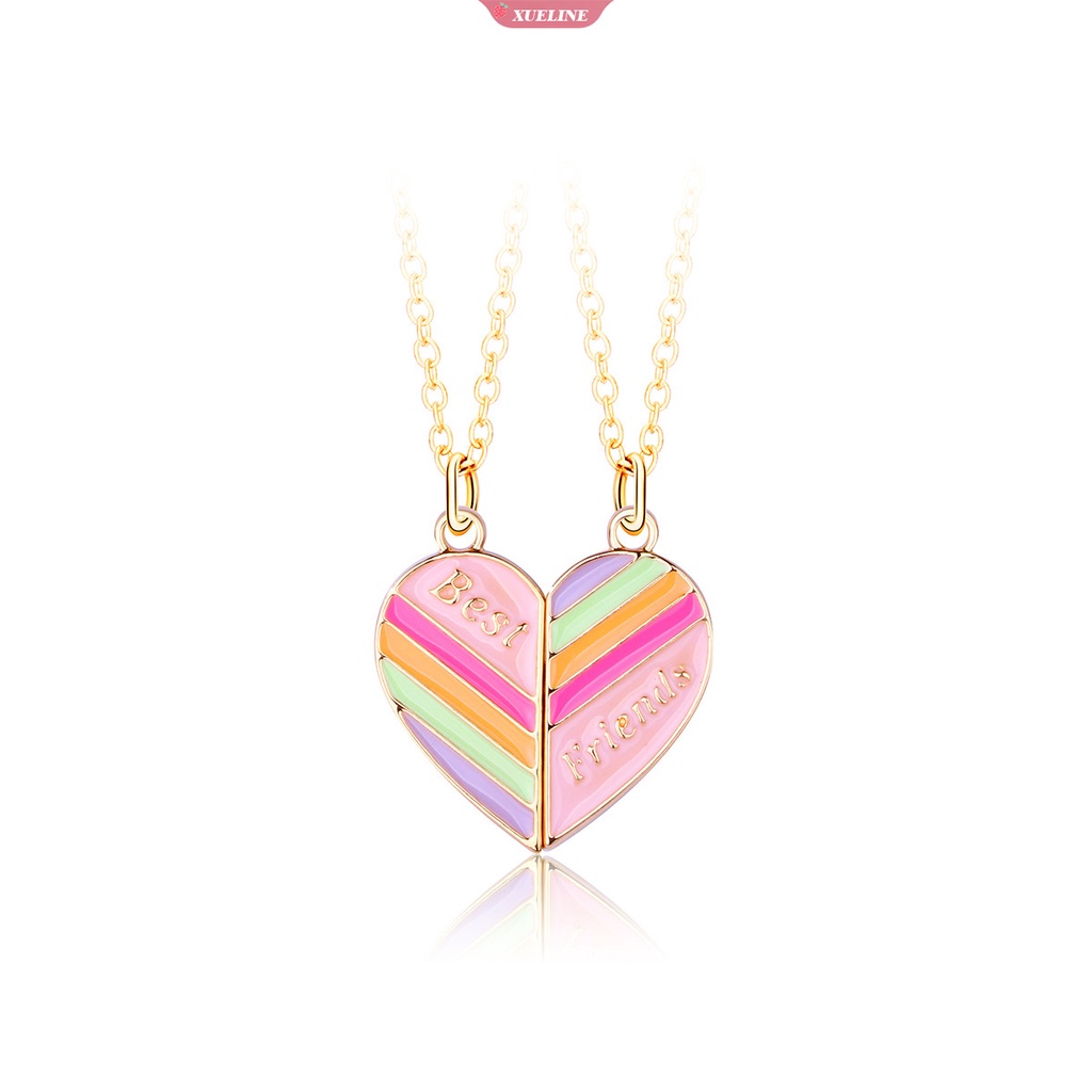 New rainbow heart friendship necklace Gadis magnet attract best friend Liontin Hadiah Hari Valentine pink necklace 2 Pcs/set [ZXL]