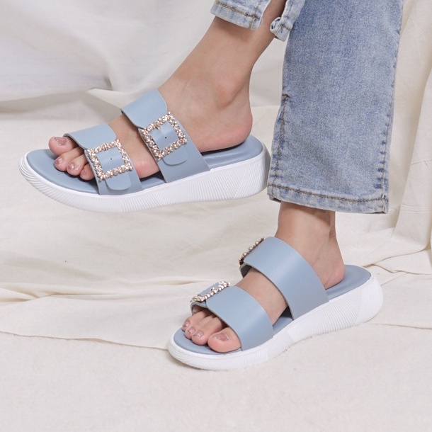 SARASARA YUK - Sandal Wanita Slop Casual Model Birken Sol Puyuh SARA SARA JOA ALL COLOR Sendal Cewek Kulit Santai Strap Gesper dua Empuk Size 36 37 38 39 40 Warna Brown Coklat Selop Anti Slip Premium Original Terbaru Shoes ORI Mall Official Store