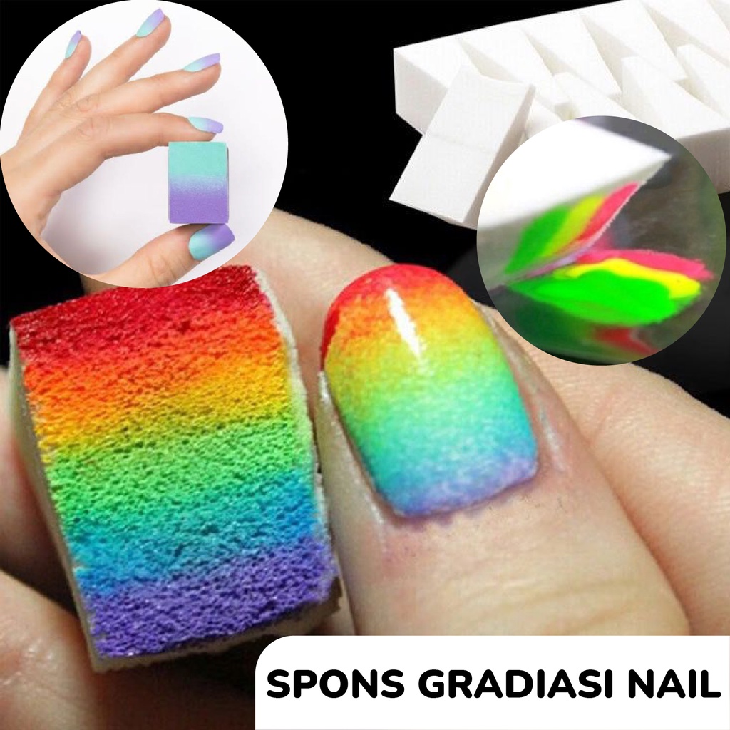 【 COD 】White Sponge Nail Untuk Membuat Nail Ombre/Spons Stempel Warna Gradasi(1pcs)