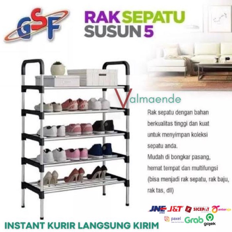 Rak Sepatu Susun 5 Tingkat GSF 4105 Rak Organizer Free Packing Bubble Wrap Tempat Sepatu Sandal Buku Tas Baju Serbaguna