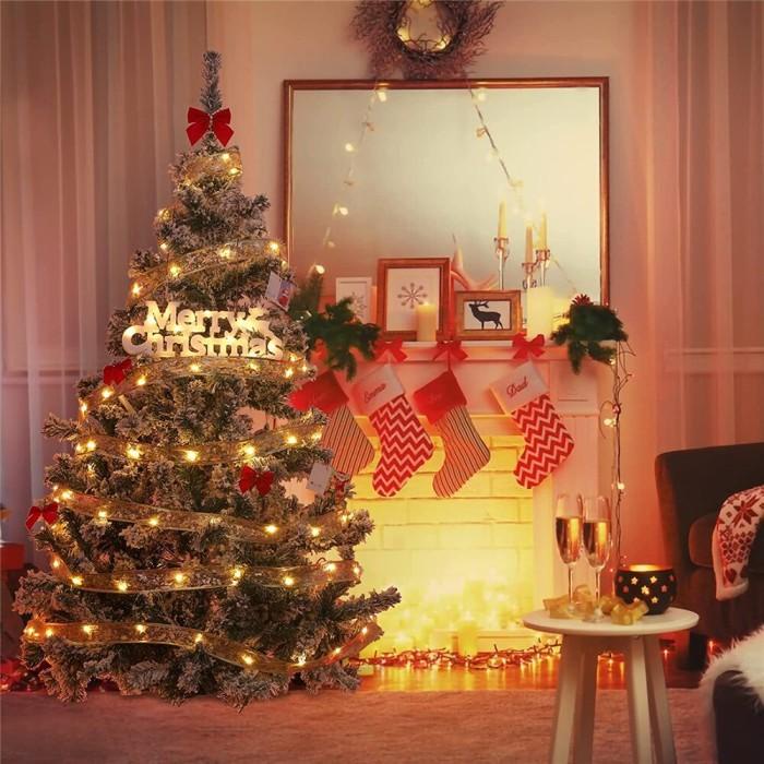 Lampu Pita LED Dekorasi Hiasan Pohon Natal Panjang 5 Meter Motif Renda