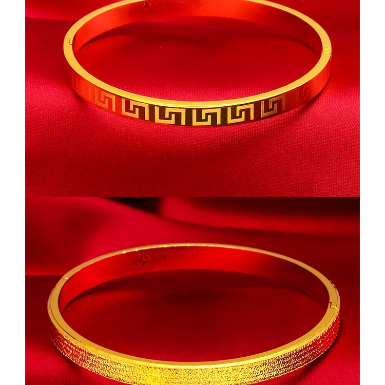 Goldkingdom Perhiasan Fashion Emas Asli Kadar 375 Bangkok Aksesoris Ready Stock Baru Gelang Emas Gesper Perempuan Ikan Ganda Hujan Meteor