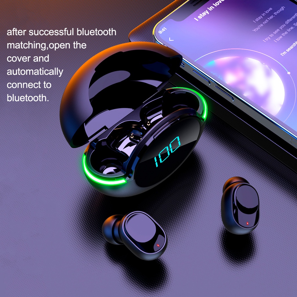 Y80 Tws Bluetooth 5.1 Wireless Headphones Stereo Sports Waterproof Headphones with Microphone for IOS/Android