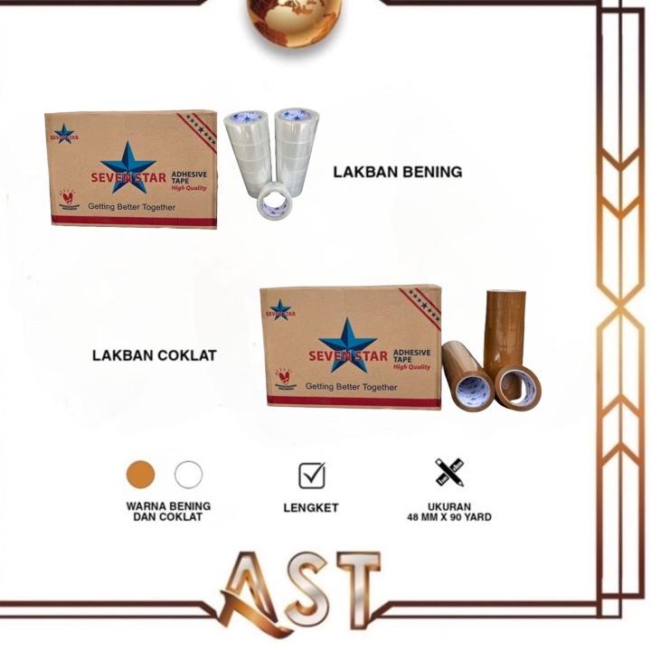 

➾ Lakban Packing Seven Star 2” Warna Bening / coklat Solatip tape Isolasi 90 Yard 2 inch ㅳ