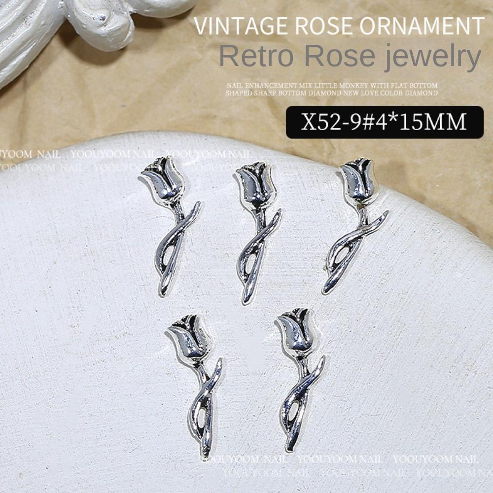 AUGUSTINA Agustina Rose Nail Art Dekorasi Aksesoris Manicure Jepang Hiasan Kuku Alloy 3D Nail Jewelry