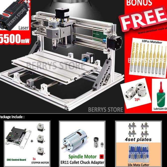 [2 in 1] MESIN CNC LASER 5500MW + ROUTER CUTTING GRAFIR KAYU AKRILIK selalu promo