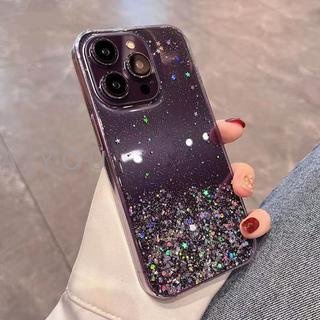 IPHONE Casing Ponsel Glitter Bening Sequin Gradasi Mewah Untuk Iphone11 12 13 14 Pro MAX Mini XR X XS 7 8 Plus Soft Cover TPU Transparan