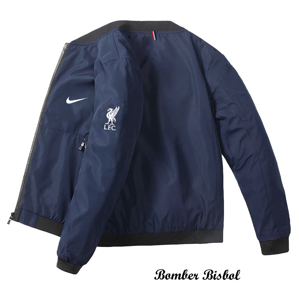 Jaket Baseball Pria Club Bola Liverpool - Fashion Jaket Bomber Logo Liverpool FC Bahan Tebal dan Wat