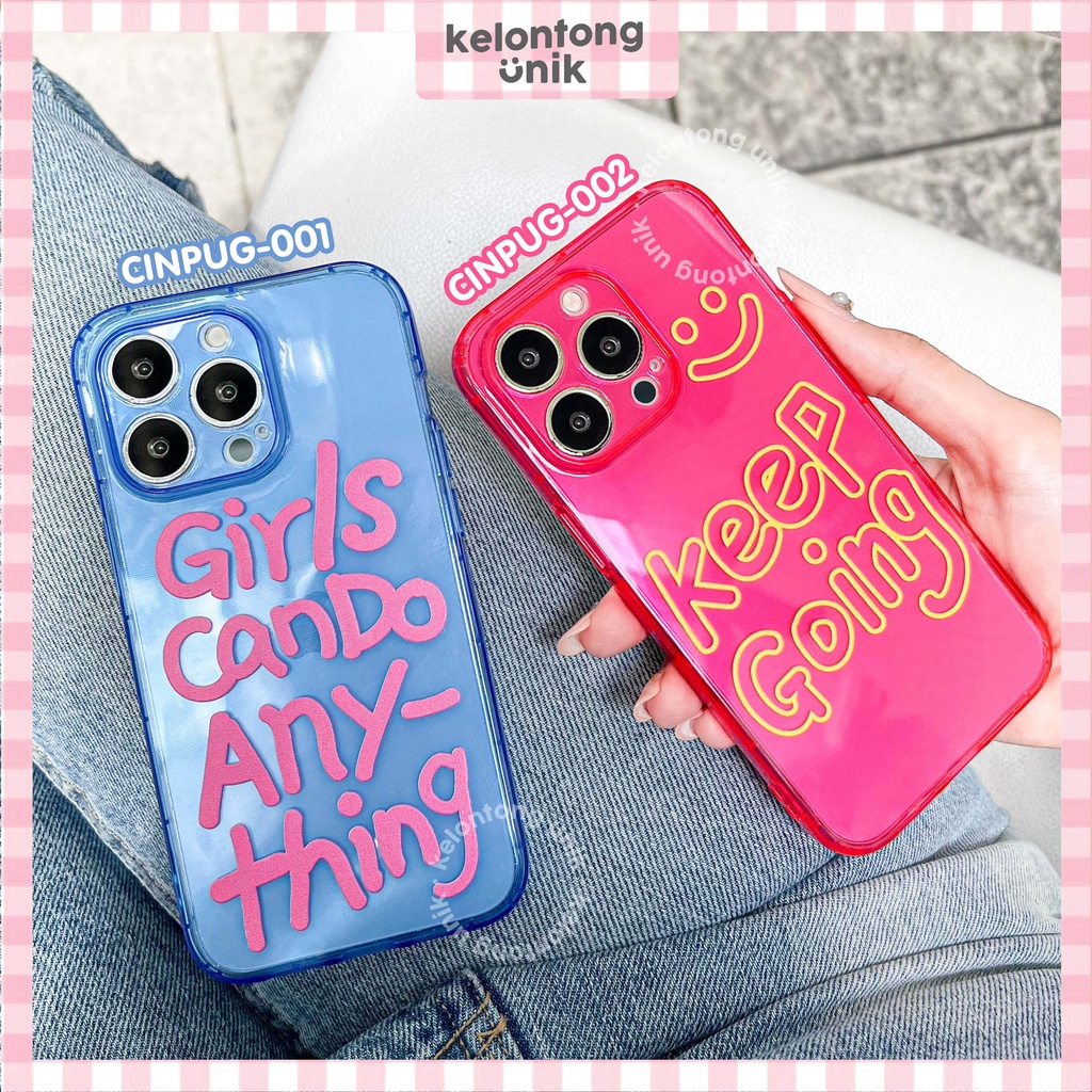 (Seri 1) For iPhone - Girl's Power Neon Shock Proof Case with Camera Protection