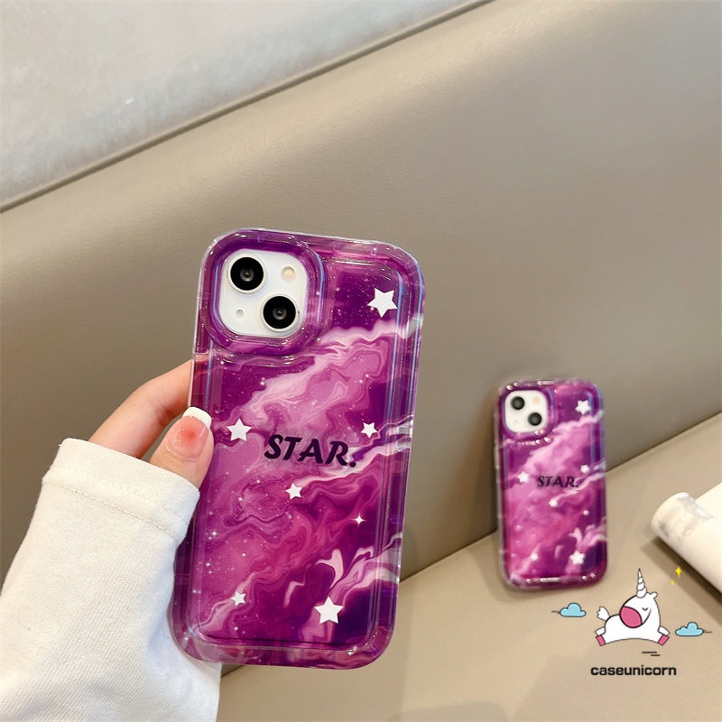 Casing Ponsel Kompatibel Untuk iPhone 7plus 8plus 11 14 13 12 Pro MAX 6 6S 78 Plus XR X XS MAX Airbag Shockproof Fashion Marmer Gradasi Langit Berbintang Bintang Soft TPU Anti Jatuh Penutup Belakang