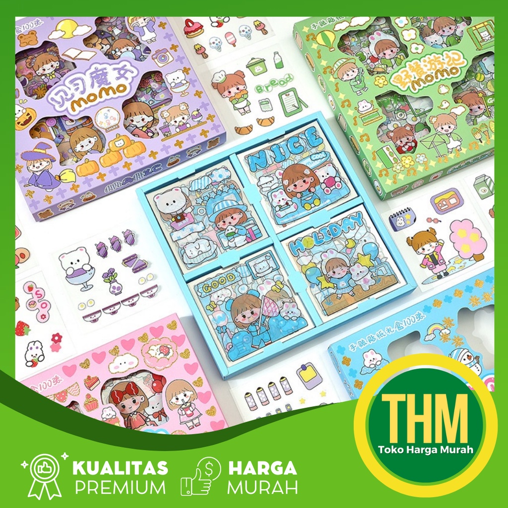 

Stiker Sticker Aesthetic Lucu Kartun Momo Karakter Anak Korea 2D Dekorasi DIY Buku Botol Case Hp Laptop 1 Box 100 Lembar