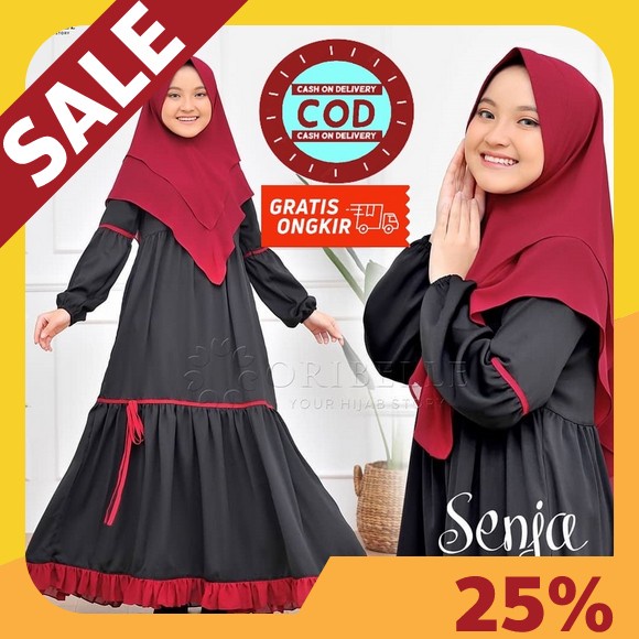 Gamis Amberli - Dress Muslim Anak Perempuan Brukat Tile Mutiara Import Fashion Long Dress Model Terb