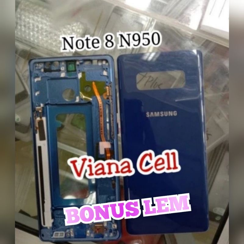 FRAME LCD BACKDOOR BACKDOR SAMSUNG NOTE 8 N950 N950F BIRU CASSING HOUSING FULLSET