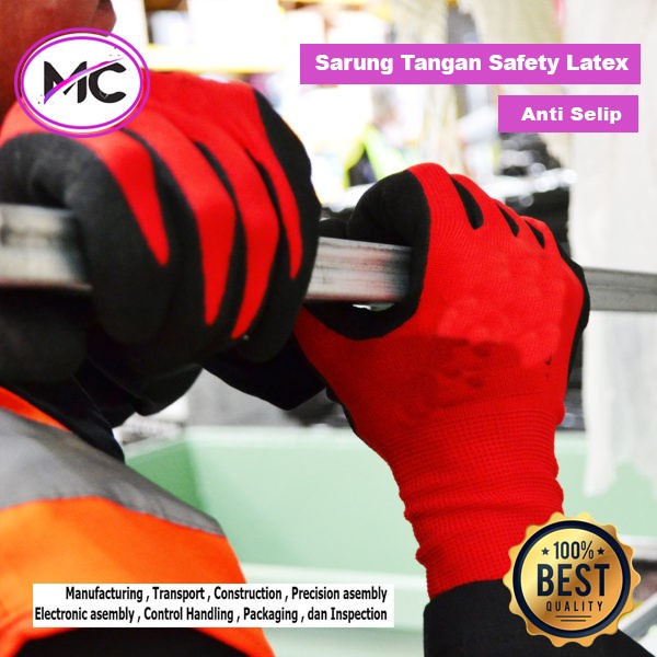 Sarung Tangan Safety Karet Latex Tebal Sarung Tangan Anti selip Kuat Safety Gloves Premium Sarung Tangan Non Slip