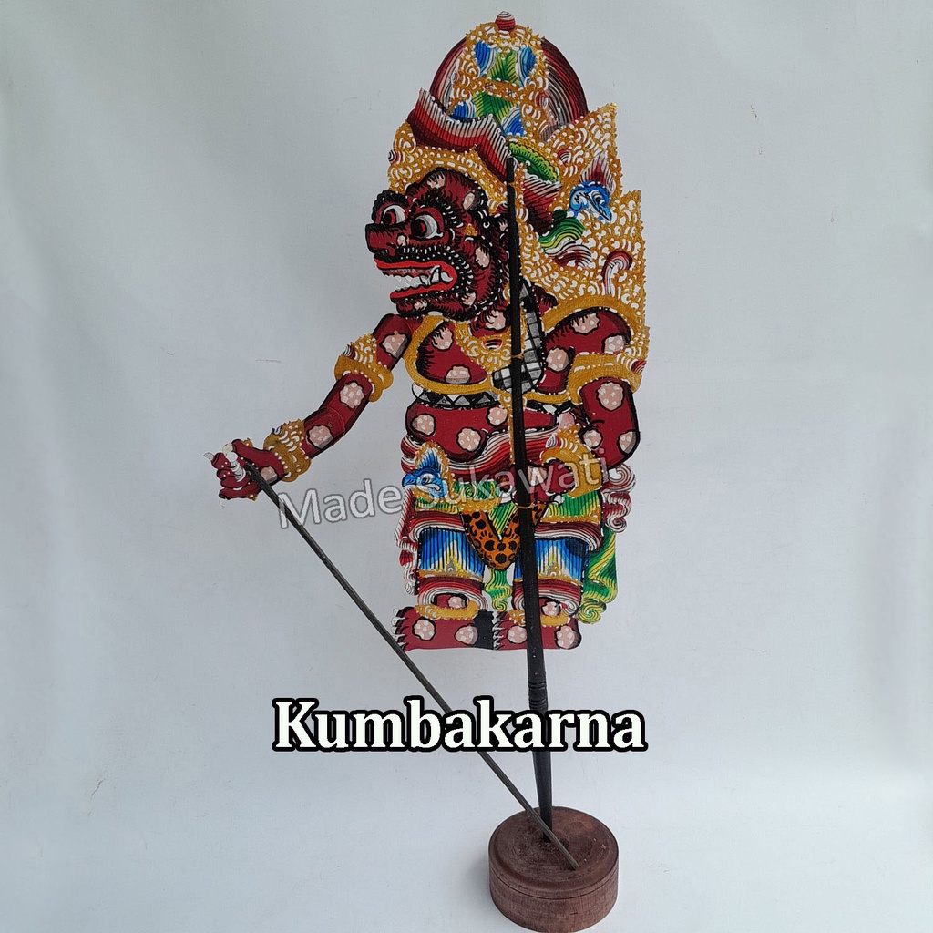 Kerajinan Wayang Bali bahan kulit sapi tangkai Kayu ukiran tangan handmade