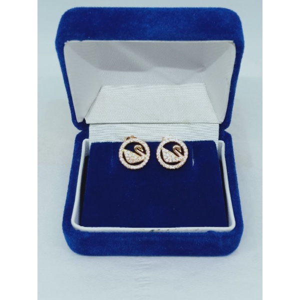 giwang model bulat swan mp/perak asli silver 925 lapis emas/perhiasan fashion wanita terbaru