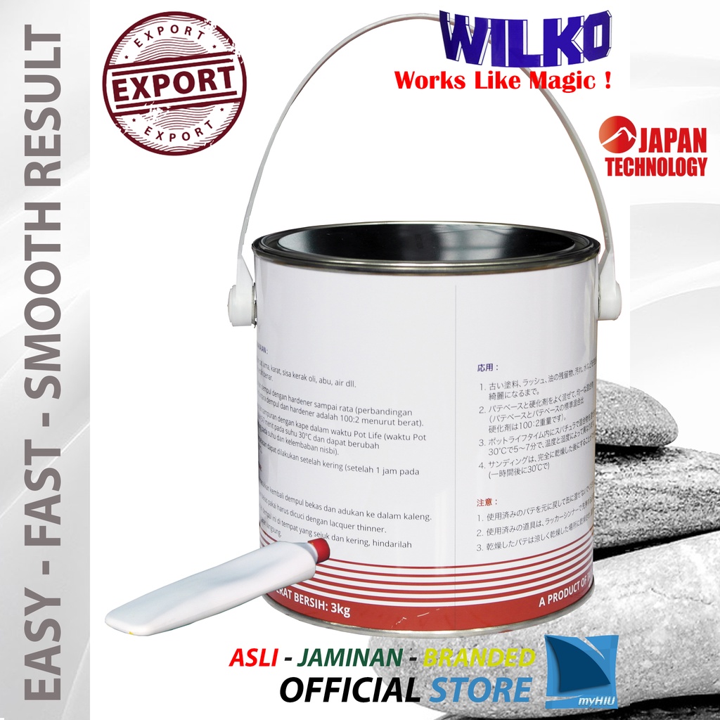 Dempul Plastik Besi Kayu 3 Kg - Plastic Metal Wood Filler Polyester Putty WILKO