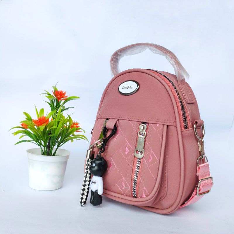 Ransel Mini Wanita Chibao 3in1 Tas Selempang Nilon Bordir