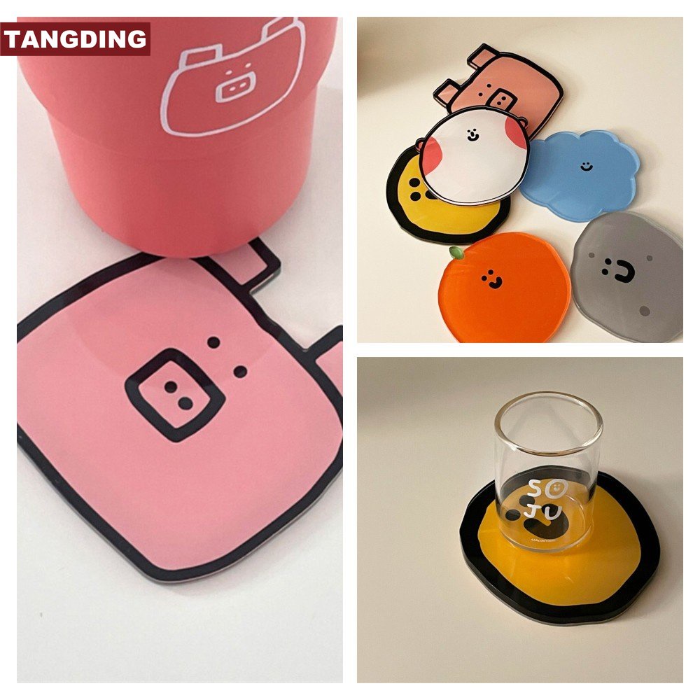 [COD Tangding]simple Ins Kartun Akrilik Coaster Alas Insulasi Panas Tahan Suhu Tinggi Mangkuk Cangkir Pad