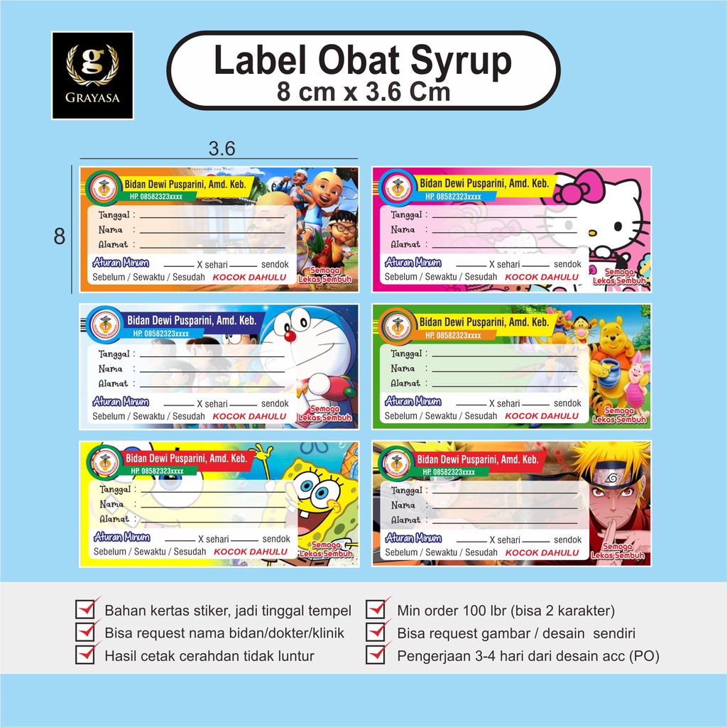 

Label Obat Sirup / Label Obat Syrup / Stiker Obat sirup / Stiker Obat Syrup / Etiker Obat Sirup / Etiket Obat syrup 8x3.6