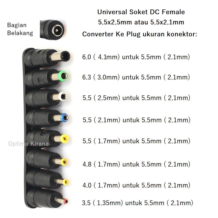 Jek DC Plug Adaptor Colokan Konverter 8 Kepala Charger Laptop Monitor