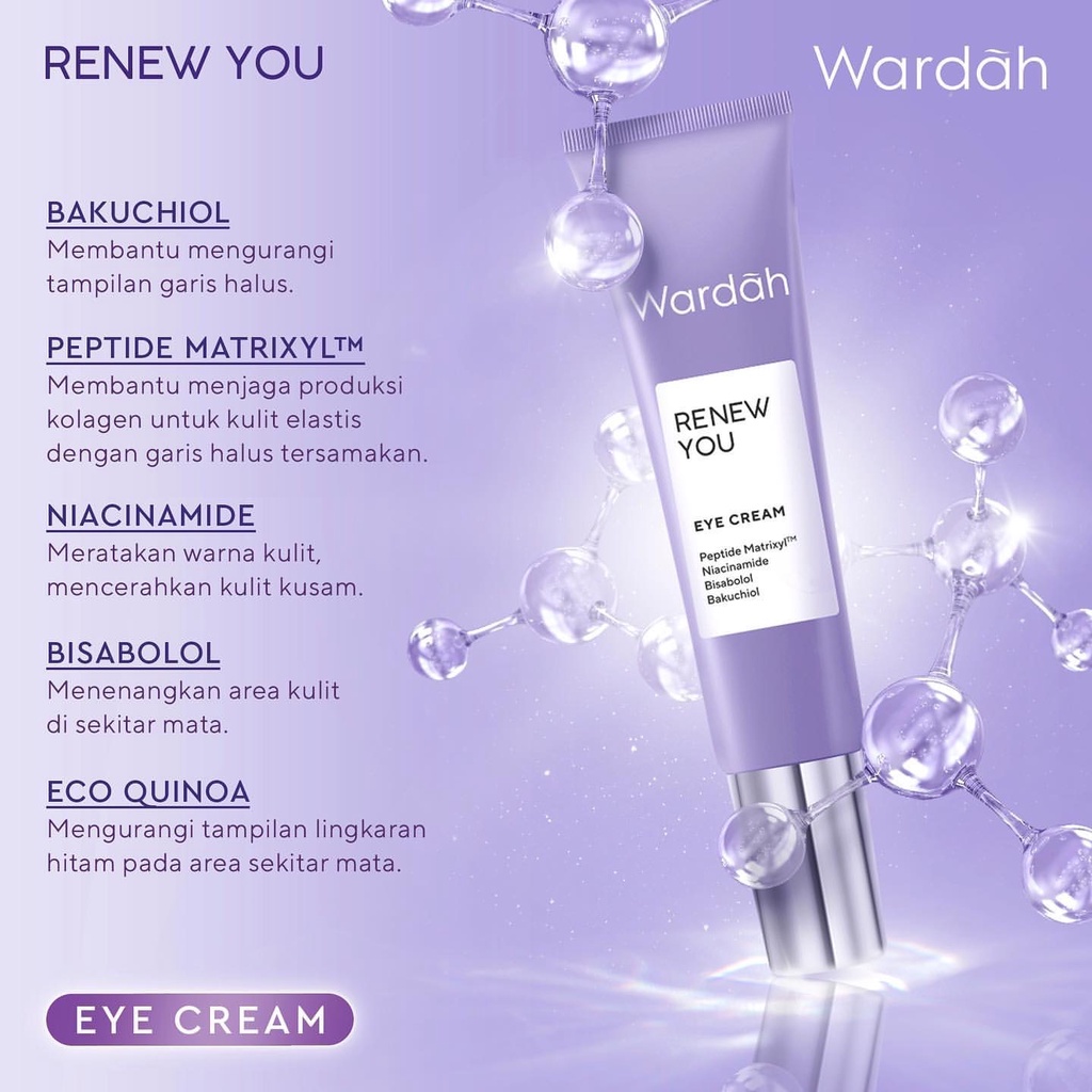 WARDAH Renew You Series Indonesia / The Powerful Drop Of Youthfulness / Facial Wash Toner Essence Intensive Serum Day Night Eye Cream / Skincare Face Care / Perawatan Wajah Muka Mata / Sabun Cuci Pembersih / Pelembab Krim / Re New Anti Aging Penuaan Dini