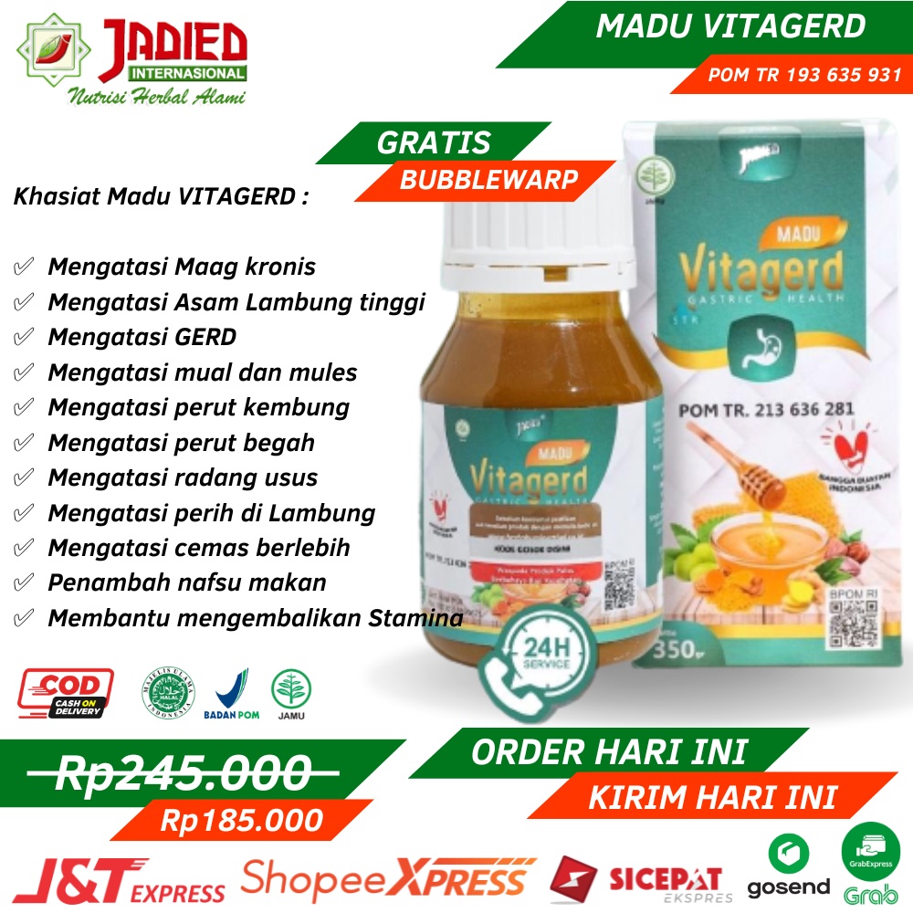 Madu VITAGERD Asli Herbal Obat GERD dan Asam Lambung Original dengan Gejala Susah Tidur Sakit Kepala