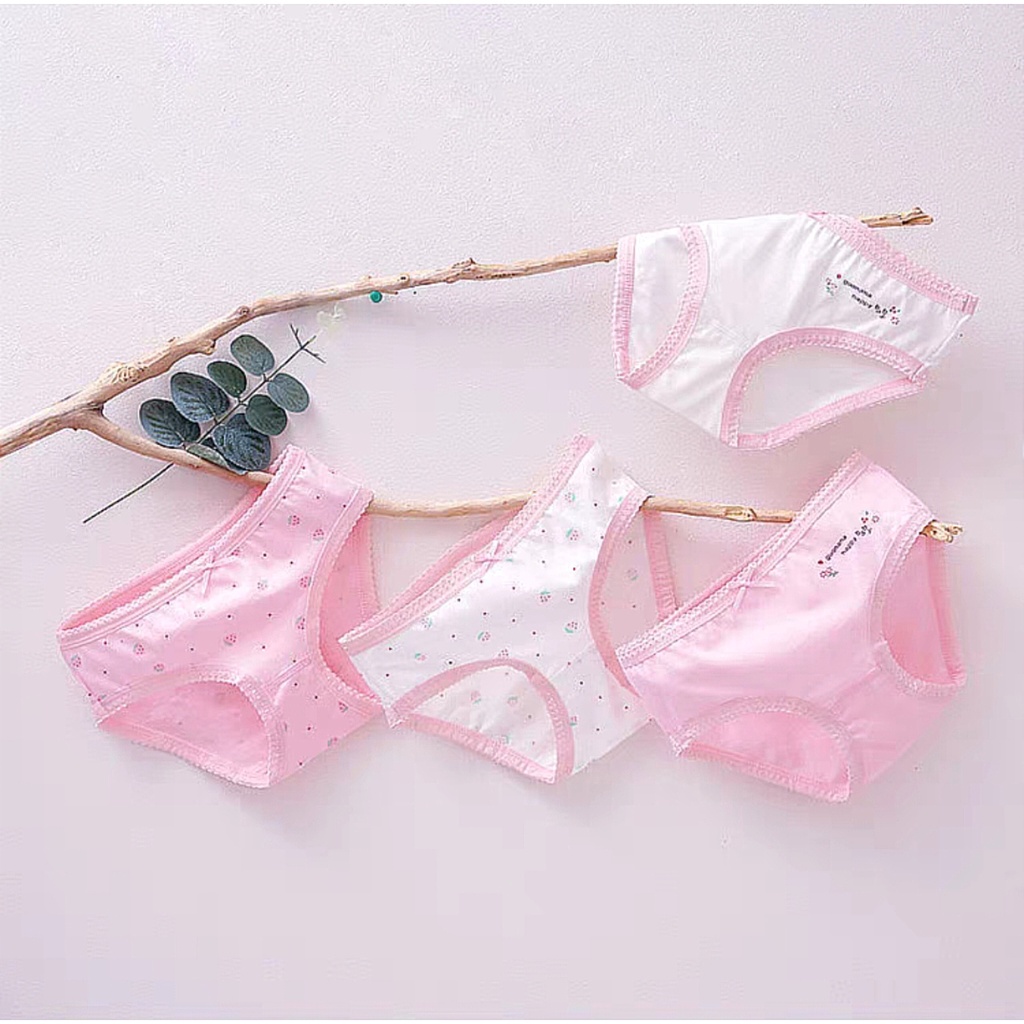 Little Moly CD008 Celana Dalam Strawberry Ribbon Anak Perempuan Premium Import 1 Pack Isi 4 PC