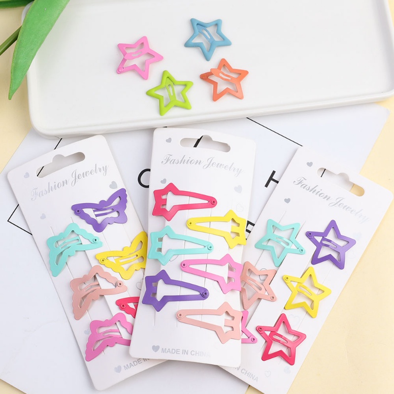 4/6pcs Permen Warna Gadis Logam Hiasan Kepala Elegan Ponytail Hias Jepit Rambut Pentagram Kupu-Kupu Styling Alat Lucu Anak Klip Rambut