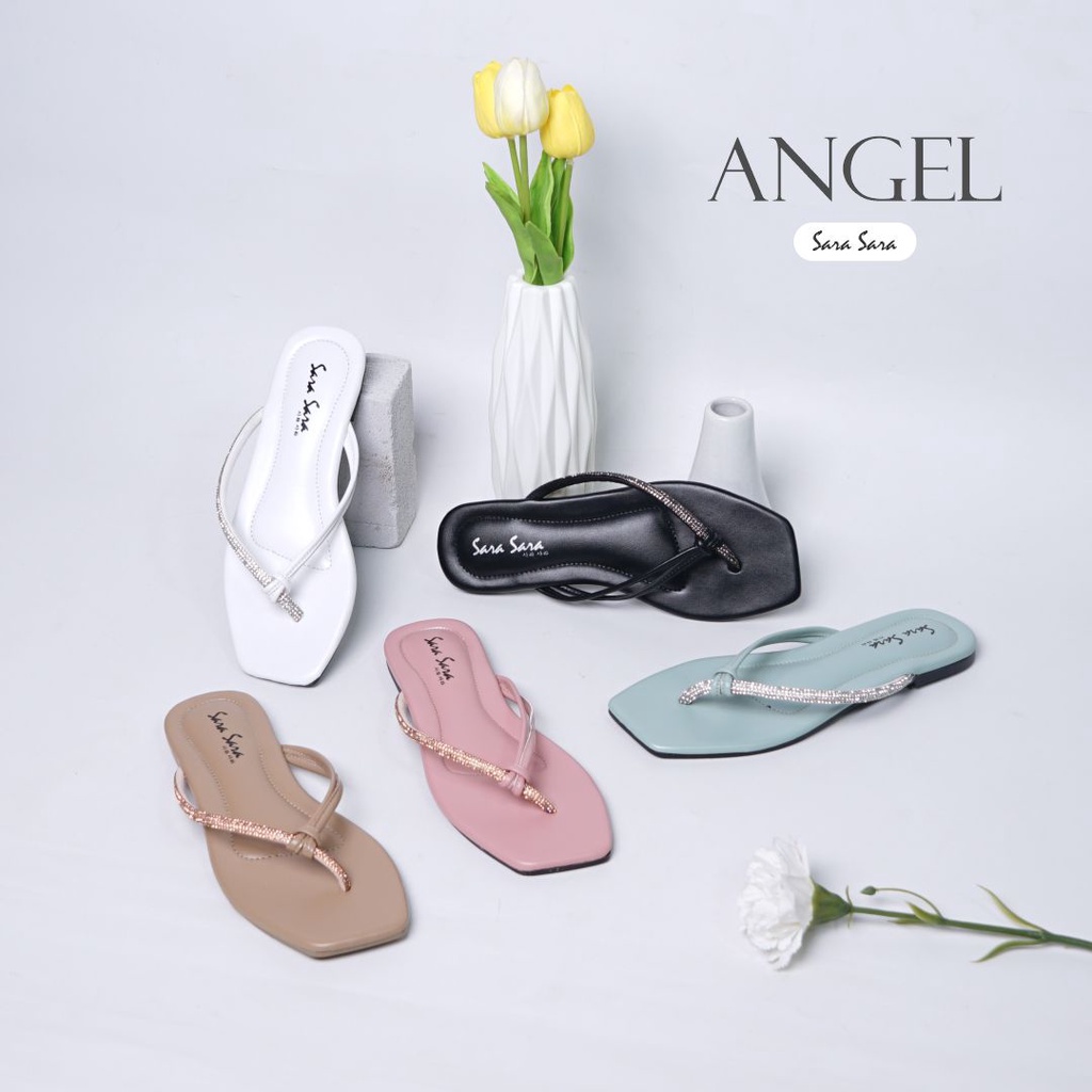 Sara Sara ANGEL Sandal jepit wanita flat sandal teplek casual terbaru