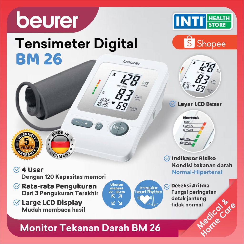 Beurer | Tensimeter Digital BM 26 | Tensi Digital Beurer | Tensimeter