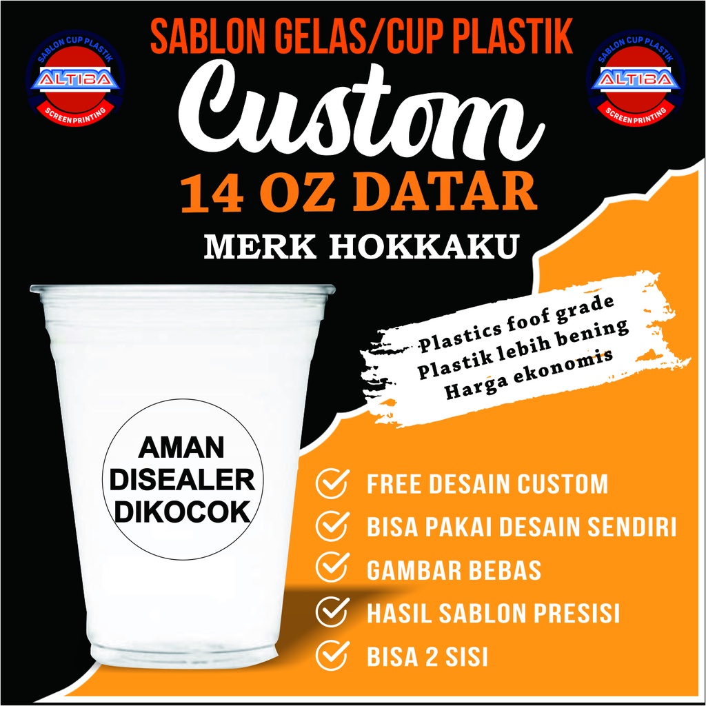 Sablon Cup 14 OZ Datar Merk Hokkaku Murah harga Grosir, custom cup 14 oz datar, cup 14 datar custom