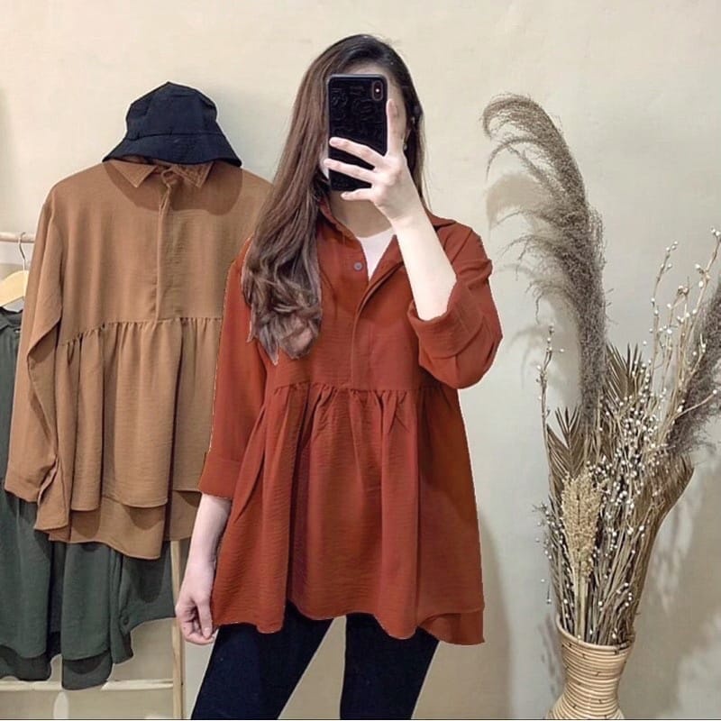 Carissa Longshirt - Kemeja Blouse Wanita - Atasan Wanita - Busui Friendly