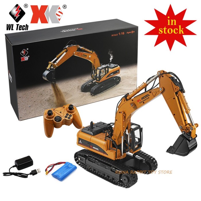 WL 16800 Truck Excavator RC 23 Ch 1/16 2.4G Metal Mainan Alat Berat