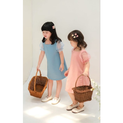 1-5 Tahun KIDS Moana Dress Mango Knit mix tile polcadot| Dress Anak Knit Kekinian | Dress Anak Pesta