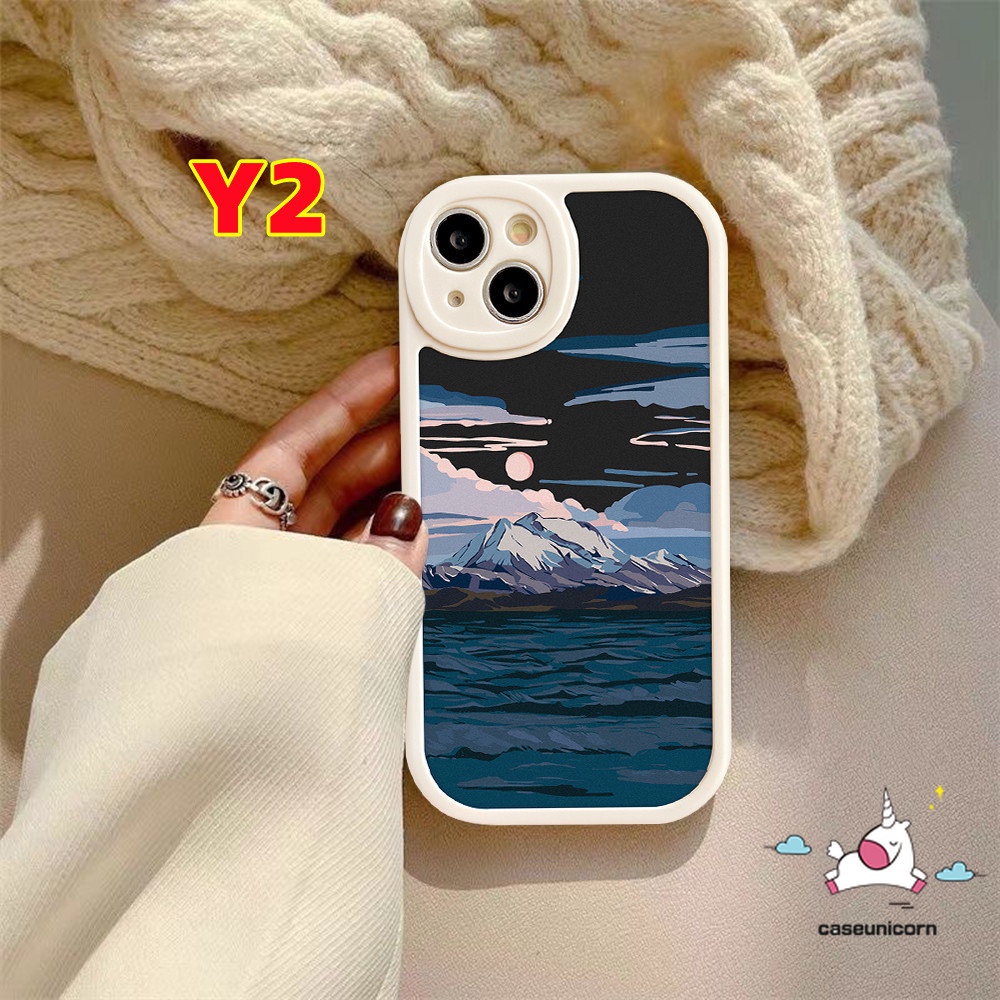 IPHONE Casing Hp Kompatibel Untuk Iphone11 12 13 14 Pro Max7 8 6 6s Plus 14plus XR X XS MAX SE 2020salju Gunung Sunset Pemandangan Lembut TPU Pasangan Penutup Belakang