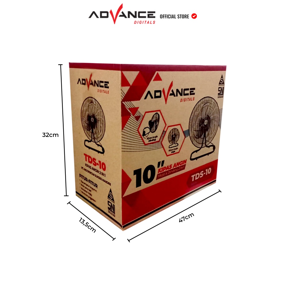 Kipas Angin ADVANCE TDS-10 2in1 Kipas Dinding / Meja Kipas Angin 10 inch