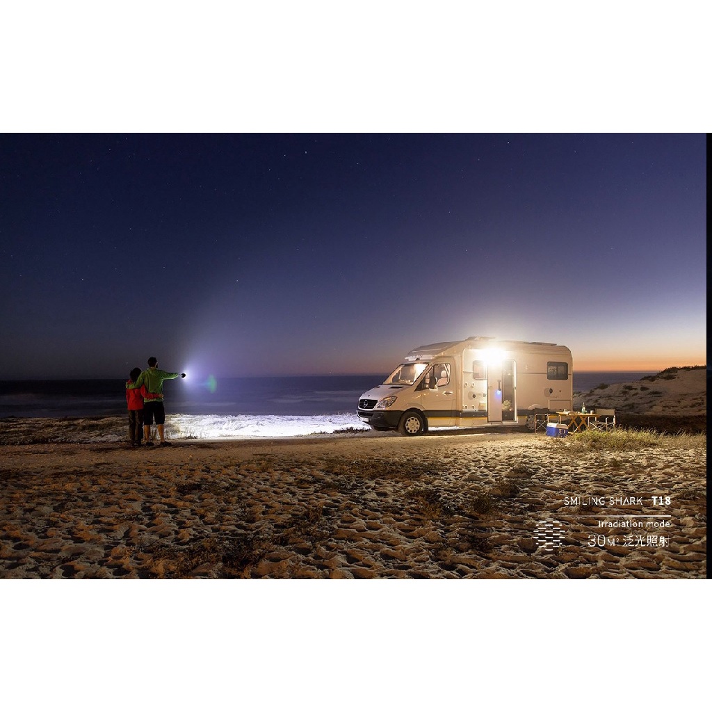 AKN88 - SMILING SHARK T-38 - Senter Lampu LED Camping Outdoor IP68 7800mAh